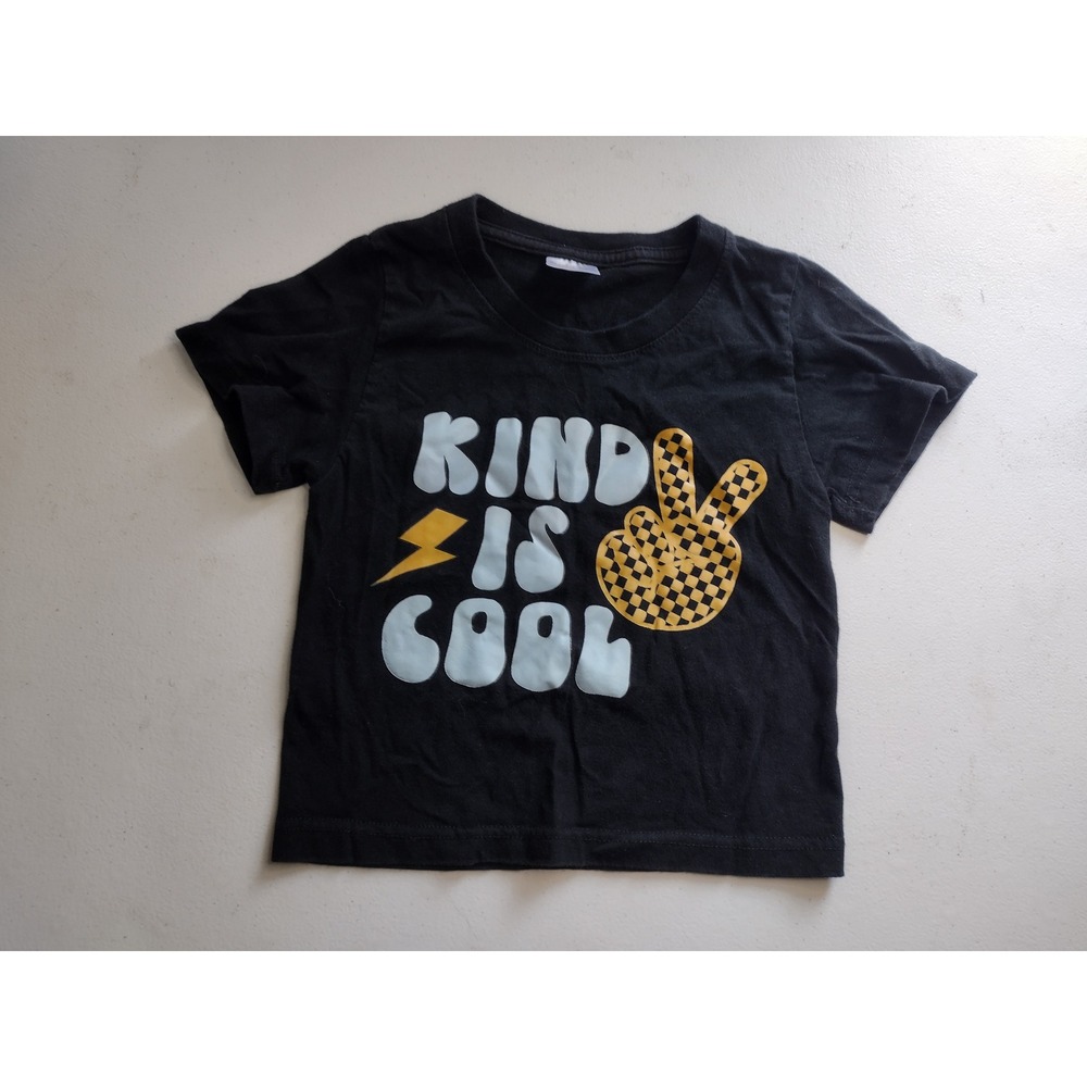 Graphic Tees Kids Black Kind Is Cool Graphic Print Short Sleeve T Shirt Size 3/4